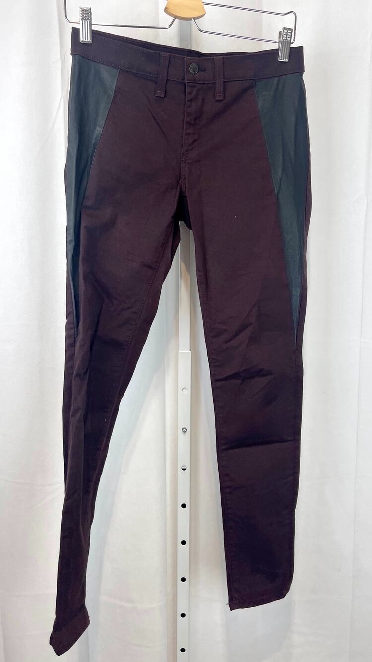 RAG & BONE Lamb Leather Panel Skinny Jeans Zip Fly Wine Red Purple Black Size 28